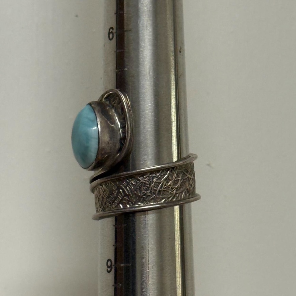 Sterling Silver Adjustable Larimar Ring - image 3